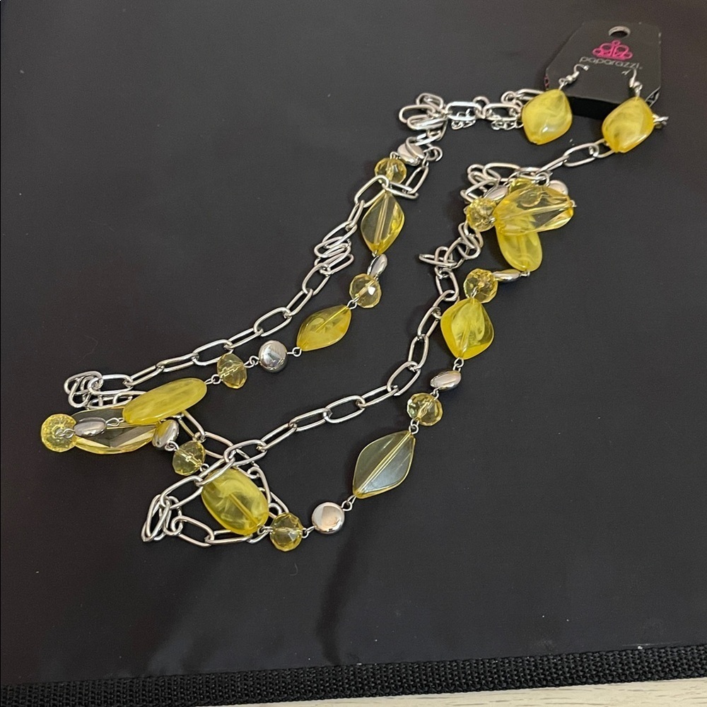 Paparazzi Yellow and Silver Chain Necklace
